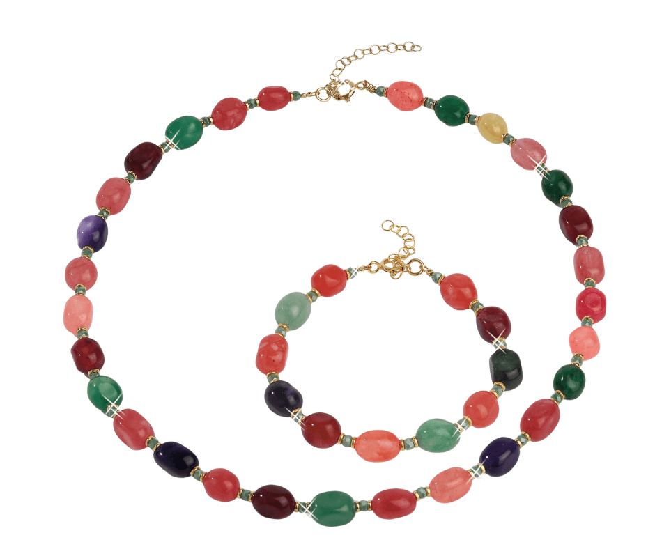Set ketting en armband agaatstenen in warme tinten - product image