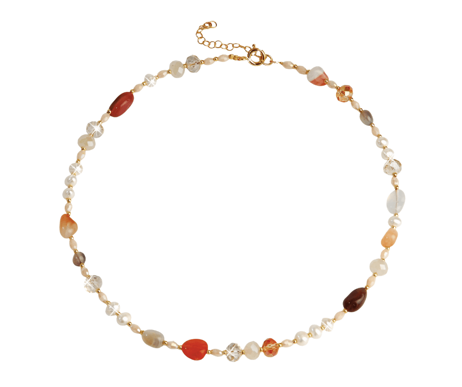Collier zoetwaterparel-agaat