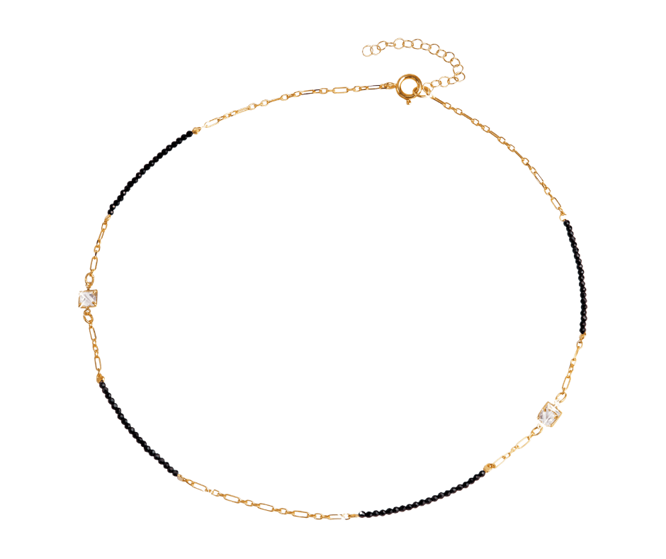 Collier verguld met zwarte spinelsteentjes - product image