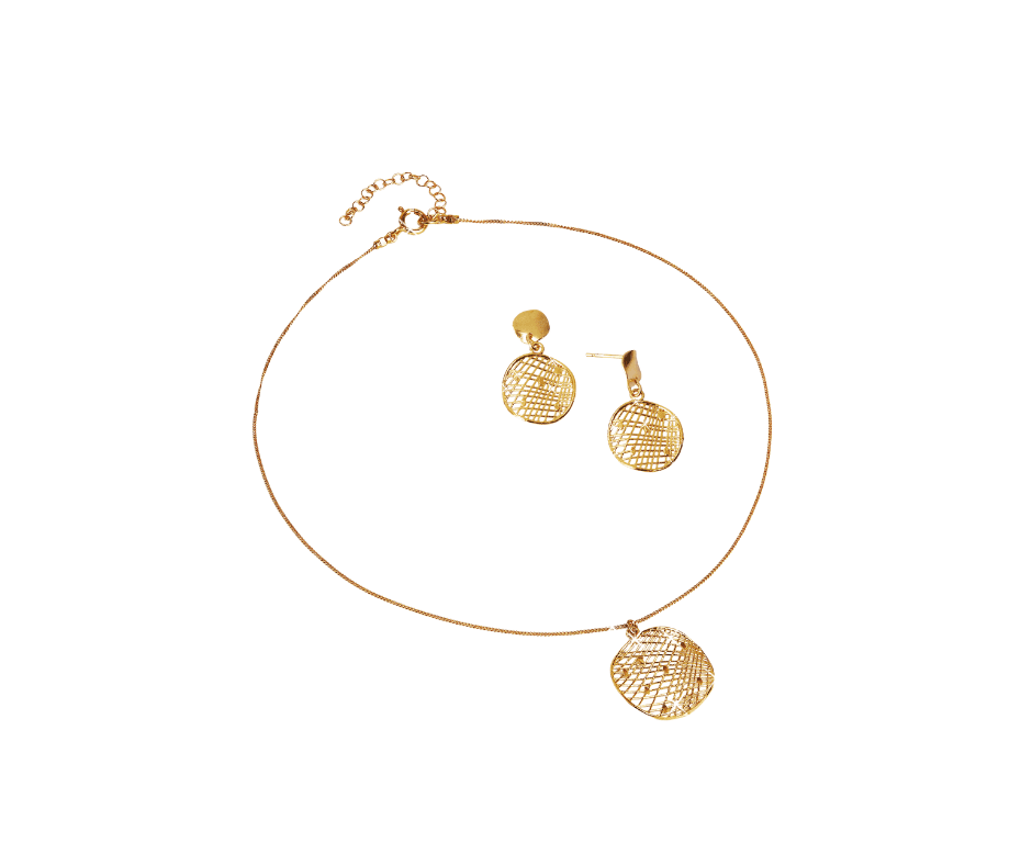 Set vergulde ketting met oorhangers