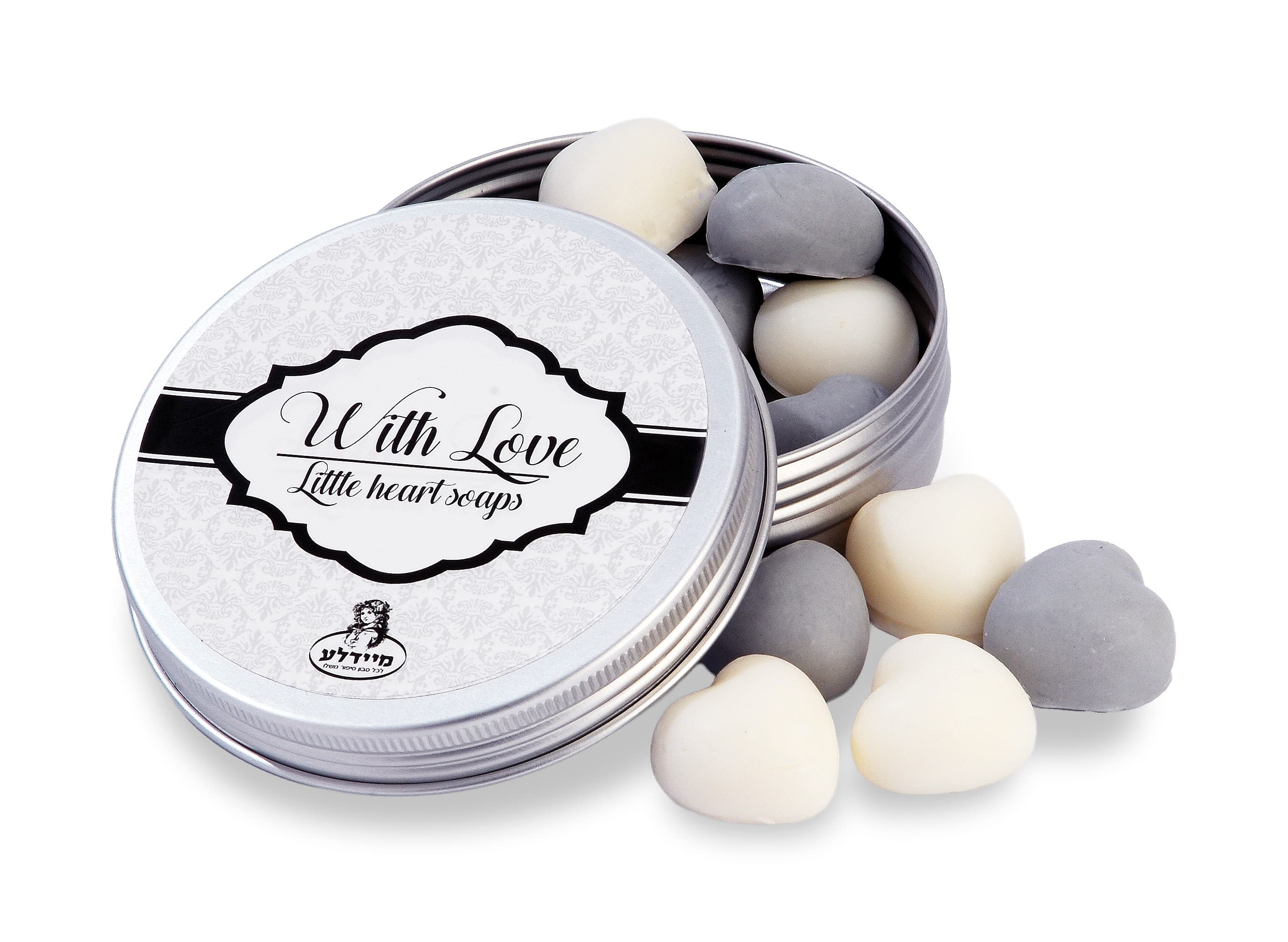 Blik met hartenzeepjes - product image