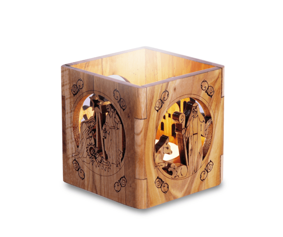 Olijfhouten Waxinelichtjeshouder - product image