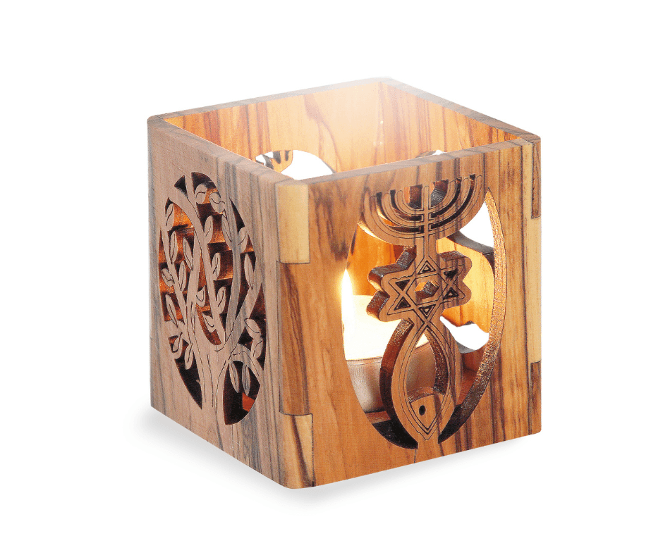 Olijfhouten Waxinelichtjeshouder - product image